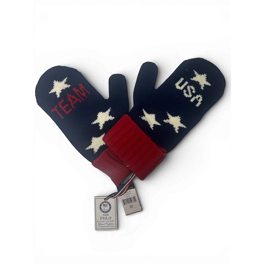 Polo Ralph Lauren USA Official 2018 Paralympic Olympic  Winter Wool Gloves New L - Picture 3 of 7